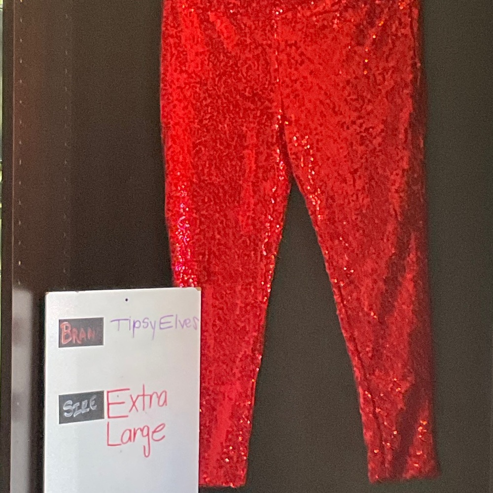 LastChanceB4GoodWill Tipsy Elves Sparkling Red Kids Leggings